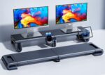 Dual Monitor Stand Riser for Desk - Length and Height Adjustable Computer Monitor Stand with Phone Tablet Stand - Multifunctional Dual Monitor Riser for Printer PC Computer Laptop TV (Black) - Image 2