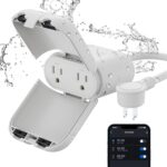 ELEGRP PQR20 Outdoor Smart Plug Waterproof IP66, WiFi Plug with 2 Individually Sockets, Compatible with Alexa & Google Assistant, Smart Outdoor Outlet for String Lights, UL Certified, 1 Pack, Grey - Image 2
