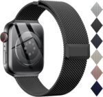 EPULY Compatible with Apple Watch Band 44mm 45mm 46mm 49mm,Stainless Steel Mesh Loop Magnetic Clasp for iWatch Ultra Series 10 9 8 SE 7 6 5 4 3 2 1Women Men -49/46/45/44mm Black - Image 2