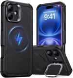 ESR for iPhone 16 Case with Stand, 23FT Military-Grade Drop Protection, Heavy Duty Magnetic Phone Case, Compatible with MagSafe Accessories, Cyber Series, Black - Image 2
