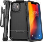 Encased Compatible with iPhone 12 Belt Clip Protective Holster Case (2020 Rebel Armor) Heavy Duty Rugged Full Body Cover with Holder (Black) - Image 2