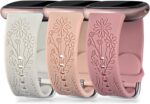 Engraved Silicone Bands Compatible with Fitbit Versa 4/ Fitbit Versa 3/ Fitbit Sense 2/ Sense Bands for Women Men, Soft Wildflower Sport Wristbands for SmartWatch Replacement Strap (3 Pack) - Image 2
