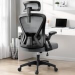 Ergonomic Office Chair, Home Office Desk Chair with Headrest, High Back Mesh Chair with Flip-up Armrests, Comfy Desk Chair with Lumbar Support, Rolling Swivel Task Chair for Office - Image 2