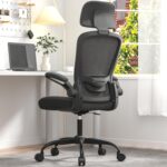 Ergonomic Office Chair for Long Hours & Back Pain Relief – Adjustable Lumbar Support & Headrest, High-Density Foam Cushion, Flip-Up Armrests, Perfect for Work & Study, Black - Image 2