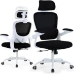 Ergonomic Office Chair with Tilt-Lock, Home Office Desk Chair with Auto Lumbar Support, High Back Mesh Desk Chair with Adjustable Headrest, Swivel Task Chair or Study Bedroom,Black and White - Image 2