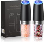 FORLIM Gravity Electric Salt and Pepper Grinder Set, Automatic Pepper Grinder Shakers Mill, Upgraded Batteries Powered Adjustable Coarseness with LED, One Hand Operation Perfect for Kitchen(Black) - Image 2