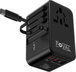 FOVAL European Travel Plug Adapter, Universal Travel Adapter with Retractable USB C Cable, All-in-one International Power Adapter for Europe Italy UK US AUS (70W) - Image 2