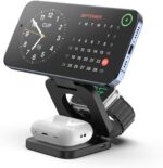 Fast Wireless Charger, Magnetic Foldable 3 in 1 Charging Station for iPhone 16/15/14/13/12/Pro/Plus/Pro Max, 5W Portable Charger for Apple Watch10/9/8/7/6/5/4/3/SE, for Airpods3/2/Pro-Black - Image 2