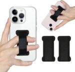 Finger Strap Phone Holder - Ultra Thin Anti-Slip Universal Cell Phone Grips Band Holder for Back of Phone -2Pack(Black) - Image 2