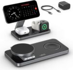 Foldable 3 in 1 Wireless Charging Station for Apple Compatible with Magsafe Charger Stand,Magnetic Wireless Charger Station for iPhone 15 14 13 12 Series,Airpods Pro,Apple Watch Ultra (Pure Black) - Image 2