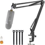 For Blue Yeti Microphone Boom Arm, YUZUHOME Adjustable Suspension Yeti X and Blue Yeti Nano Mic Stand with 3/8" to 5/8" And 3/8" to 1/4"Screw Adapter, Black - Image 2