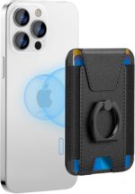 For Magsafe Wallet with Grip, 6-Card Holder, Stronger Magnetic Card Wallet Holder for iPhone 16/15, iPhone 14/13/12 Series, Leather Magnetic Phone Wallet with Privacy Flap, RFID Blocking, Black - Image 2