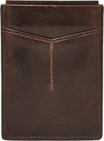 Fossil Men's Derrick Leather RFID-Blocking Magnetic Card Case with Money Clip Wallet, Dark Brown, (Model: ML3812201) - Image 2