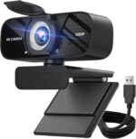 Full HD 1080P Webcam with Built-in Mic Wide Angle & Auto Focus Privacy Cover for PC/Laptop Plug & Play USB Camera Black - Image 2