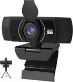 Full HD Webcam for PC 1080P with Microphone,Computer Webcam 110° Field of View Streaming Camera with Cover Tripod Auto Light Correction Webcams for Zoom,Video Call, Skype,Teams - Image 2