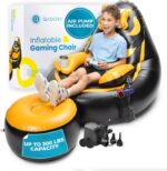 Gaming Chair for Kids-Air Pump Included 2-in-1, Kids Gaming Chair with Cup Holder and Side Pockets, Gamer Chair for Boys with Up to 300 LBS Capacity, Black - Image 2