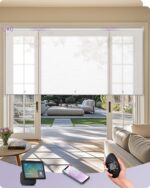 Graywind Smart Coupled Roller Shades Compatible with Alexa Google Custom Size Solar Powered Motorized Linked Blinds for Windows (Dimout Textured Series) - Image 2