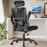HUANUO Ergonomic Office Chair, High Back Desk Chair with Adjustable Lumbar Support & Headrest, Home Office Swivel Mesh Computer Chair Flip-Up Armrests, Executive Office Chair with Wheels - Image 2