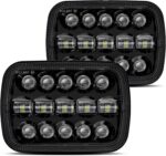 HWSTAR 110W 5x7 Led Headlights 7x6 H6054 headlight Hi/Low Sealed Beam Compatible with Jeep Wrangler YJ Cherokee XJ Ford GMC Toyota Nissan Dodge Truck Van etc Pair Black - Image 2