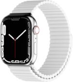 HeiKe Magnetic Silicone Band Compatible with Apple Watch Band 49mm 46mm 45mm 44mm 42mm for Men Women,Sport Loop Adjustable Wristband Strap for iWatch Ultra 2 SE Series 10 9 8 7 6 5 4 3 2 1,White - Image 2