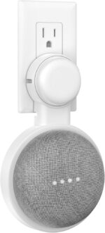 HomeMount Wall Mount for Google Home Mini or Google Nest Mini (2nd Gen),Space-Saving Outlet Holder Accessories for Google Mini Voice Assistant (White) - Image 2