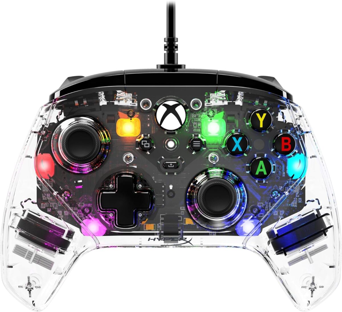 HyperX Clutch Gladiate RGB – Wired Controller, Officially Licensed by Xbox, Programmable RGB Lighting, Dual Trigger Locks, Programmable Buttons, Dual Rumble Motors, Clear - Image 2