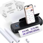 Inkless Portable Printer Wireless for Travel - 504DPI High Resolution, 4200mAh Battery, Thermal Mini for A4/A5/US Letter, Bluetooth & USB, Lightweight Wireless Printer for Home/Office, Black - Image 2