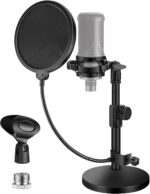 InnoGear Mic Stand Desk, Adjustable Desktop Microphone Stand Table with Shock Mount Mic Clip Pop Filter 3/8" to 5/8" Adapter for Blue Yeti Hyper X QuadCast S AT2020 Fifine K669B Shure SM58 SM48 PGA48 - Image 2