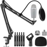 InnoGear Microphone Stand, Adjustable Mic Stand Set for Blue Yeti Nano Suspension Boom Scissor Arm Stand with 5/8" to 3/8" Screw, 5/8" to 1/4 Screw, Nano Mic Windscreen and Dual Layered Mic Pop Filter - Image 2