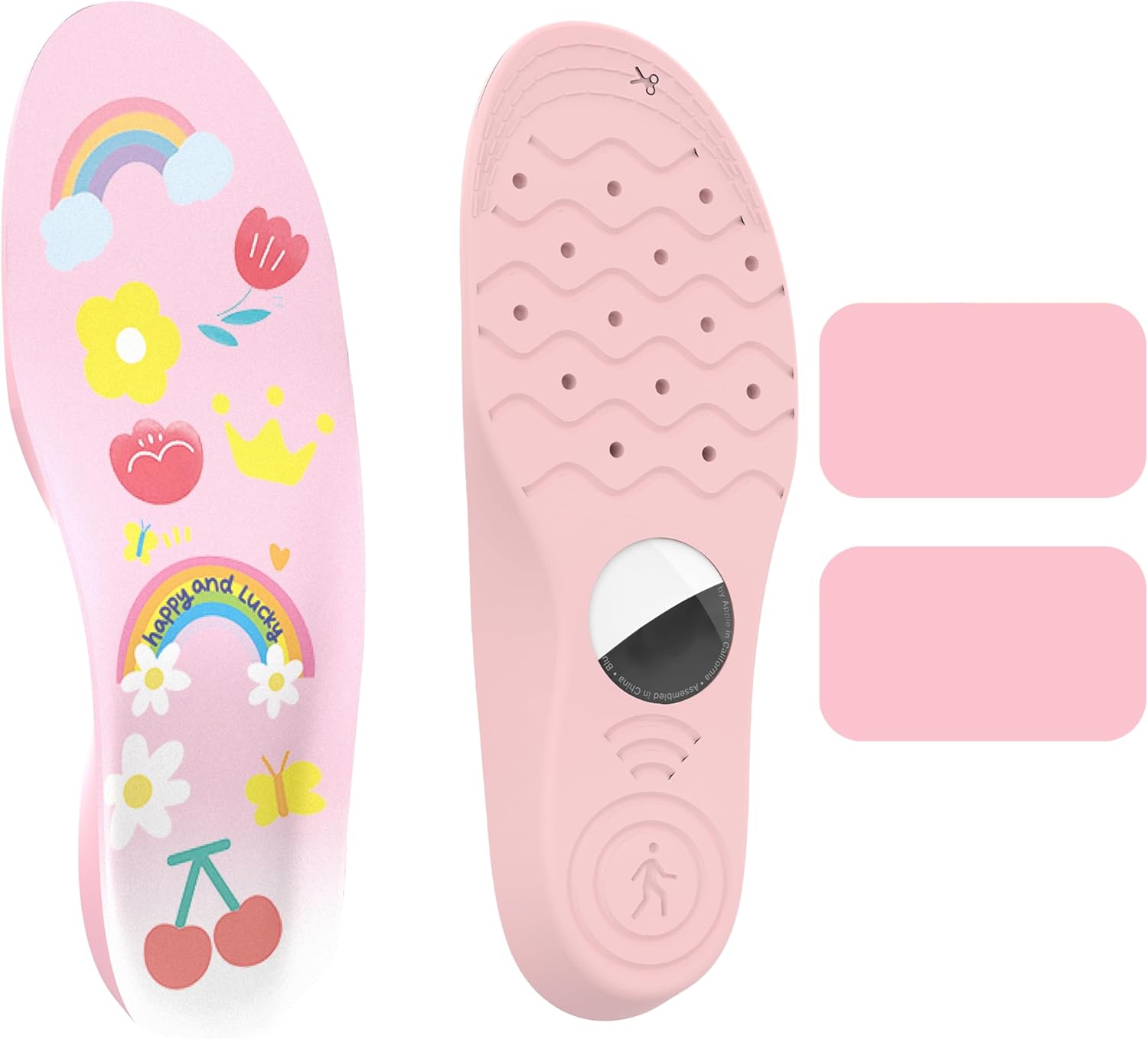Insoles for Airtag Hidden Holder, Tracker Devise Case for Kids, Comfortable Inserts for Shoes，Pink Rainbow (Pink, 135-150mm Kid 6.5-Kid 8) - Image 2