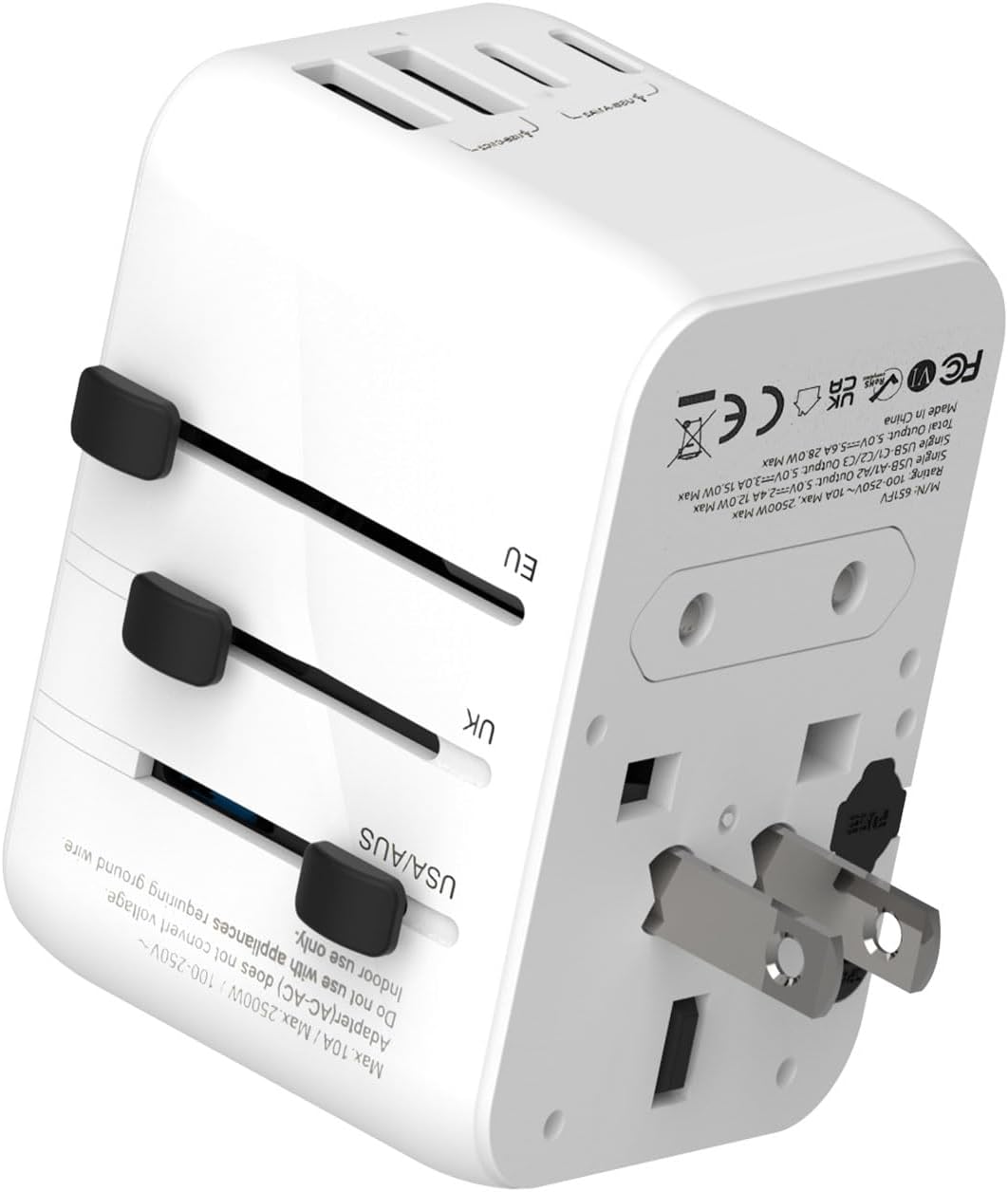 International Power Plug Adapter, Rmtbeeg Universal Travel Adapter with 3 USB-C and 2 USB-A Ports, All-in-One Worldwide Wall Charger for Europe UK EU AUS (Type C/G/A/I), Plug Adaptor Travel - Image 2