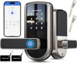 Keyless-Entry Fingerprint Smart Door Lock, Smart Locks for Front Door with Code Passcode App Control All in One Zinc Alloy Electronic Digital Door Lock with Keypad, Easy Installation - Image 2