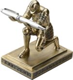 Knight Pen Holder Desk Organizers and Accessories Desk Decor Resin Pen Holder as Gift with a Cool Pen for Office and Home (Copper) - Image 2