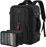 LOVEVOOK Travel Laptop Backpack for Men, 35L Large Carry On Backpack Personal Item Size, Airline Approved Waterproof Bookbag with 2 Packing Cubes Fits 15.6" Laptop, Black - Image 2