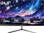LXZ Gaming Monitor 24.5 inch, 200hz Monitor FHD 1080P Frameless IPS Display with Eye Care, DP/HDMI, Wall Mount Compatible - Black - Image 2