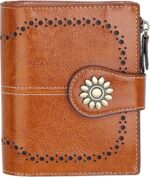 Lavemi Womens Leather Wallet Small Compact RFID Blocking Credit Card Case Purse with Zipper Pocket - Image 2