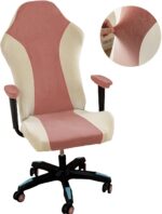 Lavish Cover Velvet Stretchable Gaming Chair Cover, Washable, Anti-Scratch Slipcover with Armrest Protection, Cat Scratch Proof for Office and Computer Chairs(No Chair, Pink) - Image 2