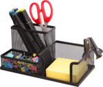 Ludato Desk Organizers Mesh Pencil Holder，3 Compartments Black Mesh Pen Holder Storage for Office Desk Accessories - Image 2
