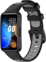 MOTONG Compatible with Huawei Band 8 Replacement Band - Silicone Replacement Wrist Band Strap Compatible with Huawei Band 8(Silicone Black + Grey) - Image 2