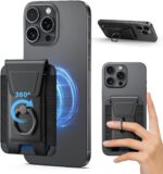 Mag-Safe Magnetic Phone Wallet 360° Grip Holder Leather Flip Case with 6 Card Slots for iPhone 16/15/14/13/12 Series Black - Image 2
