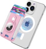 Magnetic Phone Wallet for Apple MagSafe, Card Wallet Holder for iPhone 15 Pro Max/15 Plus/15 Pro/15, 14 Pro Max/14 Plus/14 Pro/14, 13 Pro Max/13 Pro/13 (Pink (with AirTag Holder)) - Image 2