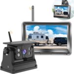 Magnetic Wireless Backup Camera + 5 Inch Monitor System, LASTBUS Solar 2 Split HD Display + Rechargeable Battery IP69 Waterproof Night Vision Rear View Camera for RV Car Trailer Truck Camper - Image 2