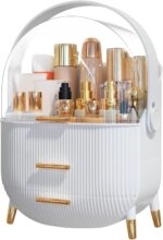 Makeup Organizer Skincare Organizers - Cosmetic Display Cases with Transparent Cover, SkinCare Organizers for Bathroom Countertop, Bedroom Vanity Desk, Lipstick Organizer, White - Image 2