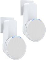 Maxonar Wall Mount, (2 Packs) Ech0 P0p Wall Mount Speaker Holder No Screws No Drill Needed Cable Hidden Storage Compatible with Google Nest, Ech0 P0p- White - Image 2