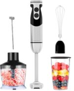 MegaWise Pro Titanium Reinforced 5-in-1 Immersion Hand Blender, Powerful Motor with 80% Sharper Blades, 12-Speed Corded Blender, Including 500ml Chopper, 600ml Beaker, Whisk and Milk Frother (black) - Image 2