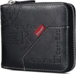 Mens wallet Leather wallet men Wallet Zipper RFID Bifold Wallet for Men ID card Window Credit Card Coin Photo Multifunction Card Slots Gift for Him,Black - Image 2