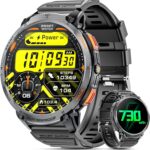 Military Smart Watches for Men, 1.85" HD Large Screen Smart Watch, Flashlight/730mAh/110+ Sports Modes Fitness Tracker Watch, Waterproof Mens Smart Watch for Android Phones iPhone Compatible - Image 2