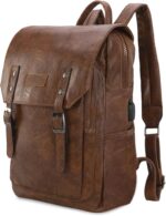Montana West × Wrangler Brown Leather Laptop Backpack for Women Men Unisex Fashion Backpack Purse - Image 2