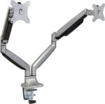 Mount-It! (MI-1772) Dual Monitor Arm Mount Desk Stand Two Articulating Gas Spring Height Adjustable Arms | Fits Up To 32" VESA 75 100 Compatible Screens | C-Clamp and Grommet Bases (Silver) - Image 2