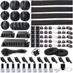 N NOROCME 192 PCS Cable Management Kit 4 Wire Organizer Sleeve,11 Cable Holder,35Cord Clips 10+2 Roll Cable Organizer Straps and 100 Fastening Cable Ties for Computer TV Under Desk, black,clear - Image 2